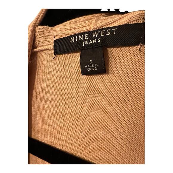 Nine West Knit Cardigan Women’s Small Khaki Tan Beige Open Front minimalist - Picture 8 of 8